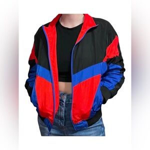 S - Rare Retro 80’s Bright Neon Colours - Full Zip Spring or Summer Jacket